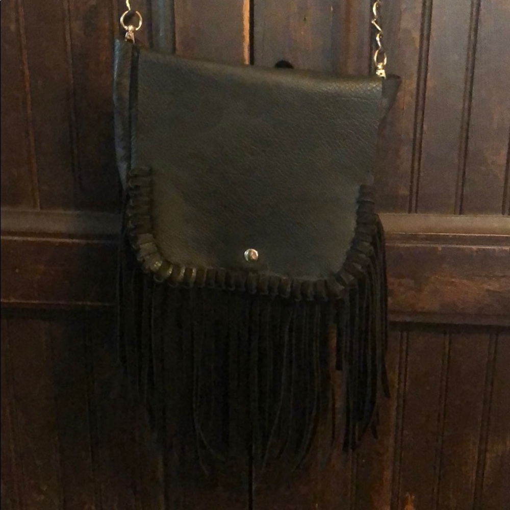 Black Crossbody Fringe Bag